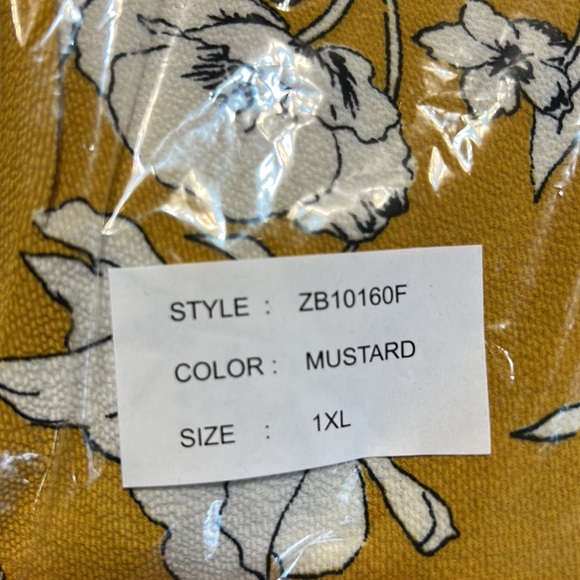 ZENOBIA NWT Mustard Yellow Short Sleeve Floral Blouse Shirts Elastic Waist 1X - Picture 3 of 7